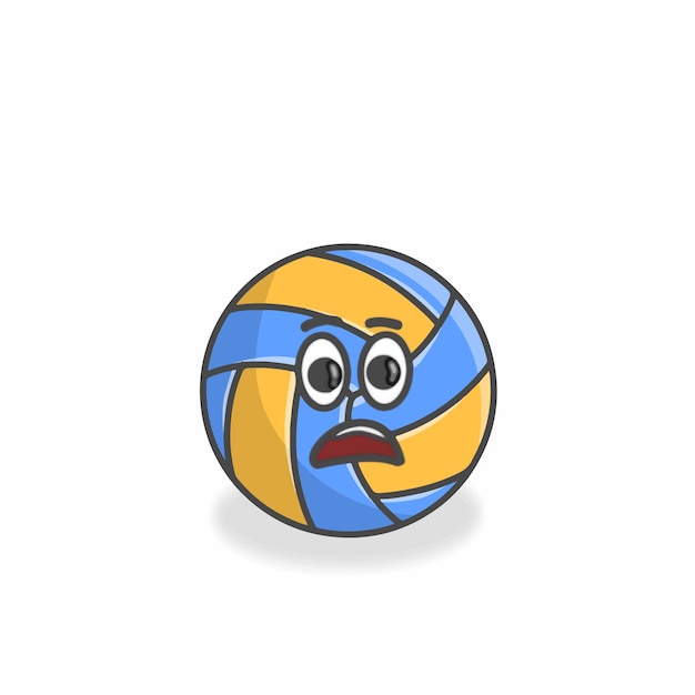 Ilustración de diseño de vectores de dibujos animados planos de personaje lindo de volley ball