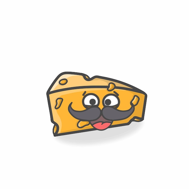 Ilustración de diseño de vectores de dibujos animados planos de personaje de queso lindo