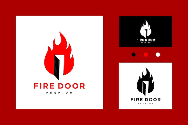 Ilustración de diseño de vectores de logotipo de icono de puerta de incendios