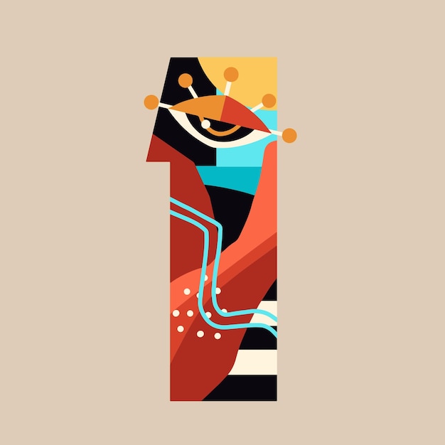 Ilustración de diseño vectorial de 1 número