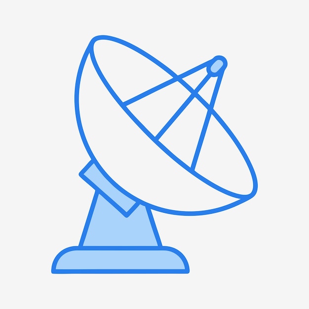 Ilustración del diseño vectorial de la antena de satélite sobre un fondo blanco