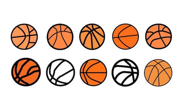 Ilustración del diseño vectorial del conjunto de esquemas de baloncesto