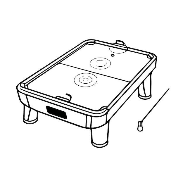 Ilustración de diseño vectorial de contorno negro de hockey aéreo para libro de cuentos
