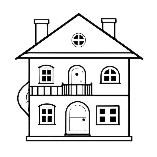 Ilustración de diseño vectorial de contorno negro para libro de cuentos