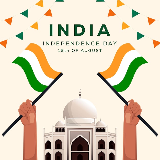 Ilustración de diseño vectorial del día de la independencia de la India