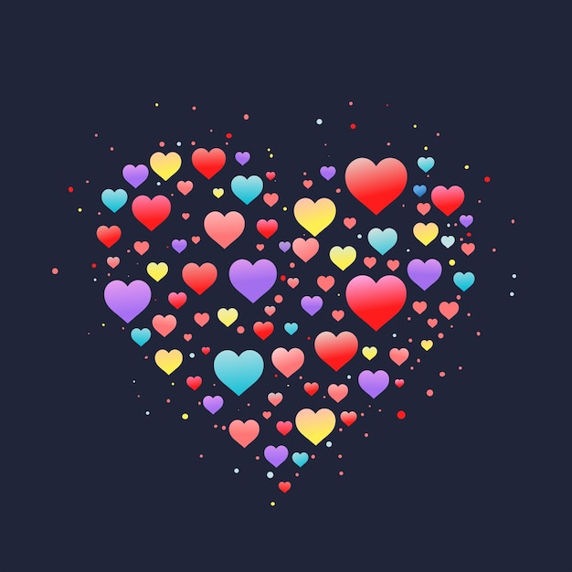 Ilustración Diseño vectorial Forma de corazón Símbolo de amor colorido