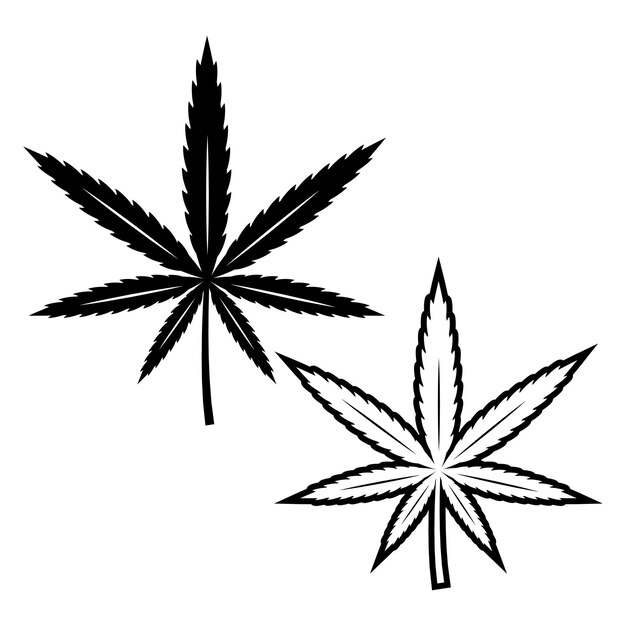 Ilustración del diseño vectorial del icono de la hoja de marihuana Símbolo de cannabis