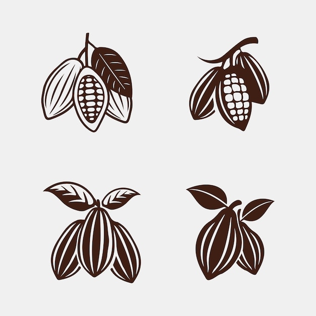 Ilustración de diseño vectorial del icono del logotipo de chocolate y cacao