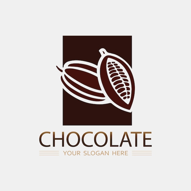 Ilustración de diseño vectorial del icono del logotipo de chocolate y cacao