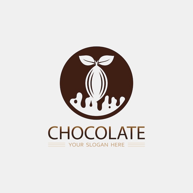 Ilustración de diseño vectorial del icono del logotipo de chocolate y cacao