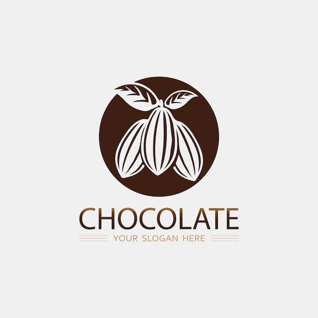 Ilustración de diseño vectorial del icono del logotipo de chocolate y cacao