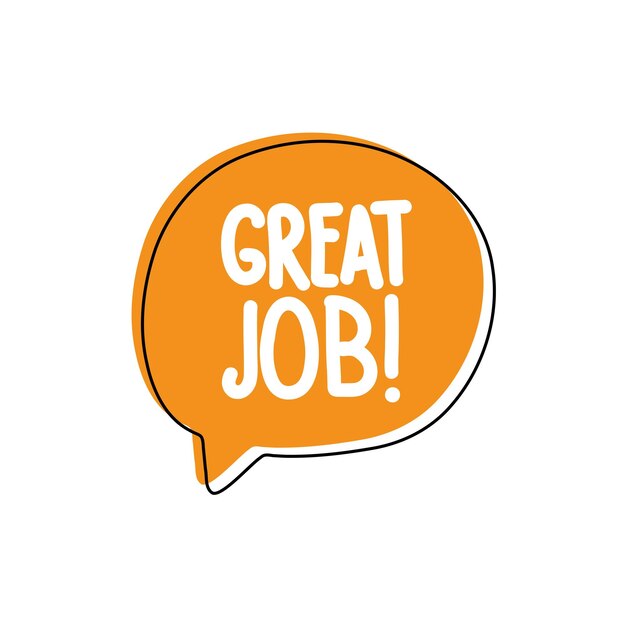 Ilustración del diseño vectorial del icono del logotipo de Great Job Badge en fondo blanco