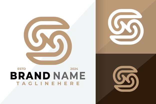 Ilustración del diseño vectorial del icono del símbolo de la letra Sn o Ns