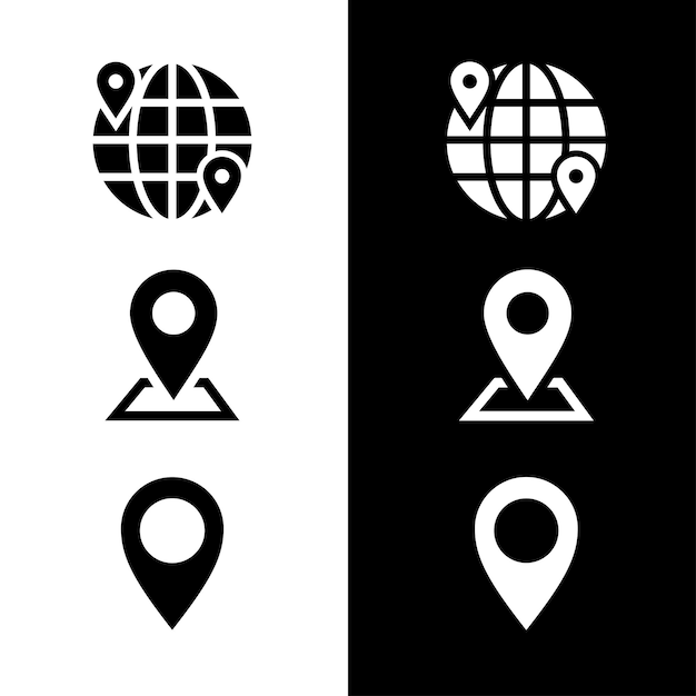 Ilustración del diseño vectorial del ícono de ubicación del pin