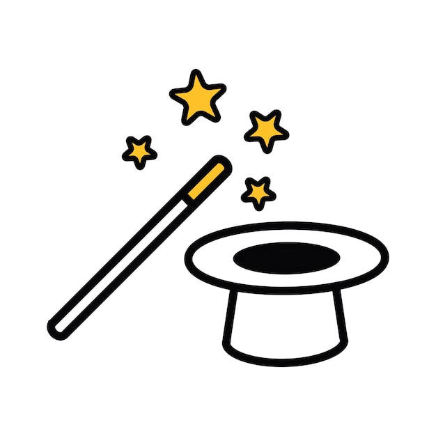Ilustración del diseño vectorial del icono de la varita mágica
