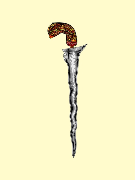 Ilustración de diseño vectorial de Keris Art