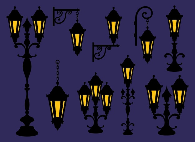 Ilustración de diseño vectorial de lámpara vintage aislada en el fondo