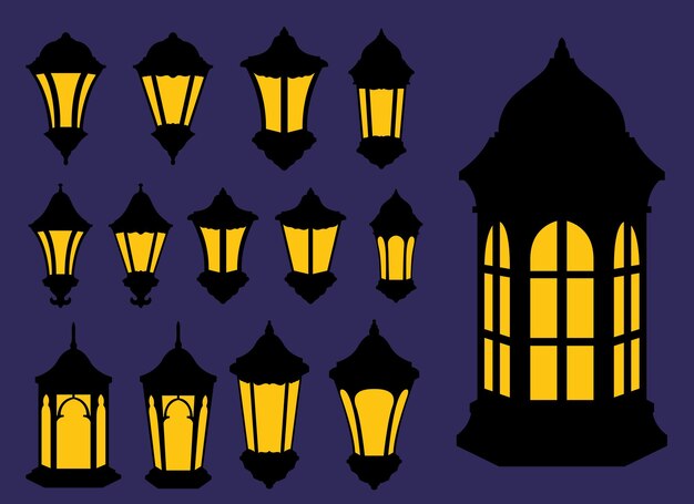 Ilustración de diseño vectorial de lámpara vintage aislada en el fondo