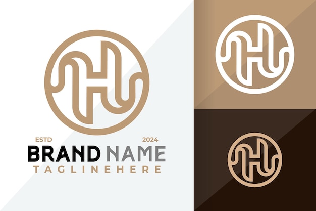 Ilustración del diseño vectorial de la letra H, el logotipo y el monograma únicos