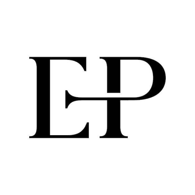 Ilustración del diseño vectorial del logotipo del monograma E P