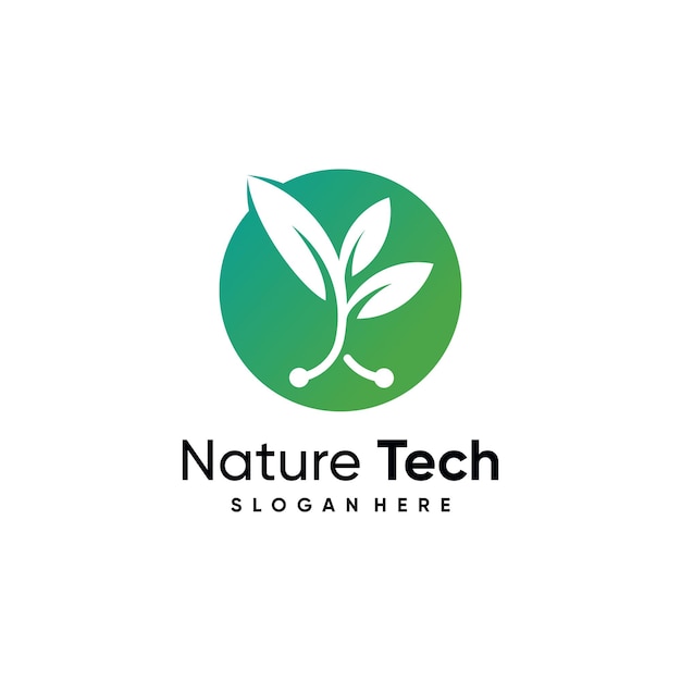 Vector ilustración de diseño vectorial del logotipo de nature tech con concepto de elemento creativo