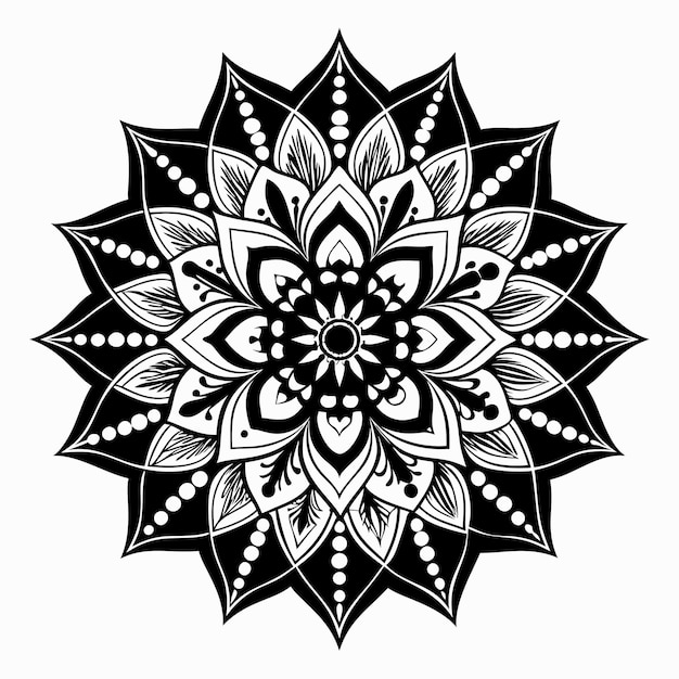 Ilustración de diseño vectorial de Mandala en fondo blanco