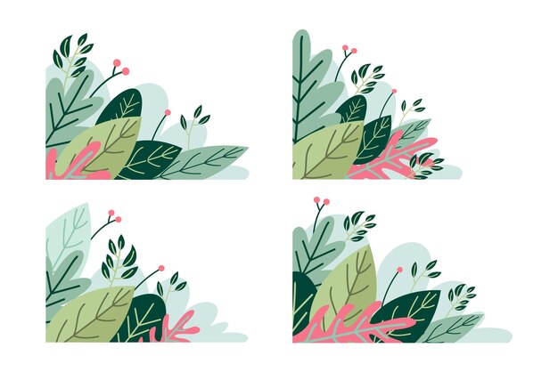 Ilustración de diseño vectorial de la plantilla de marco de borde de la esquina exótica de verano tropical