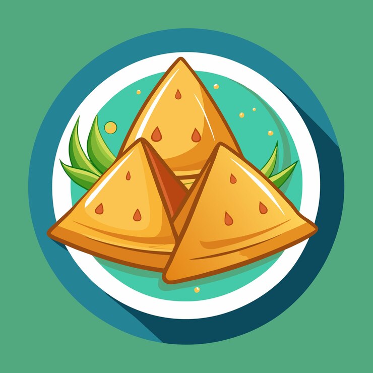 Vector ilustración del diseño vectorial sabroso de samosas