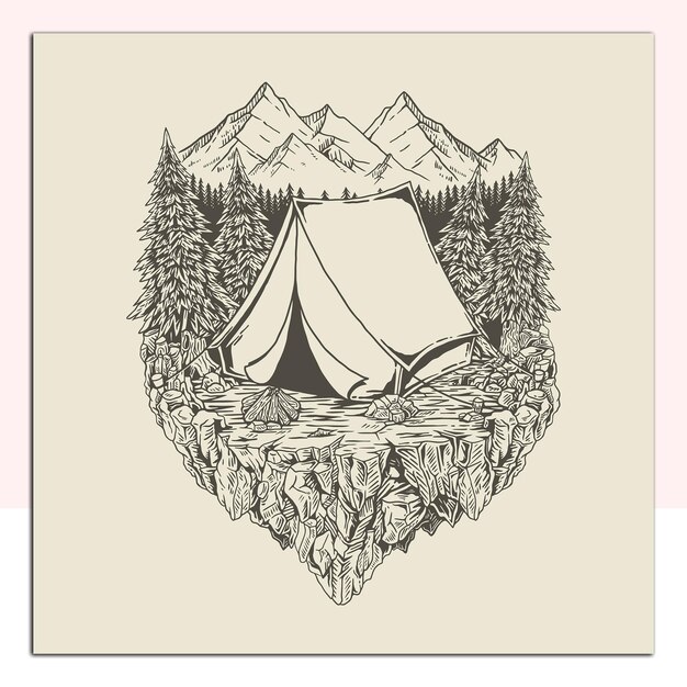 Ilustración del diseño vectorial de la tienda de campamento