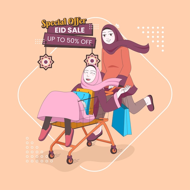 Ilustración de diseño de venta de eid mubarak