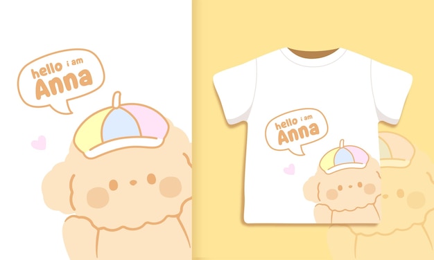 Vector ilustración de diseños de camisetas de perro kawaii lindo