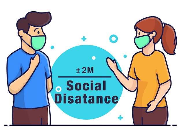 Ilustración de distanciamiento social