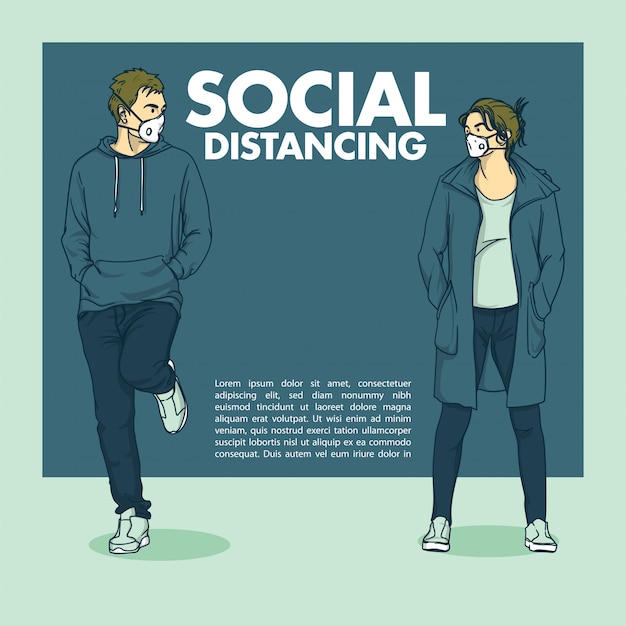 Vector ilustración de distanciamiento social