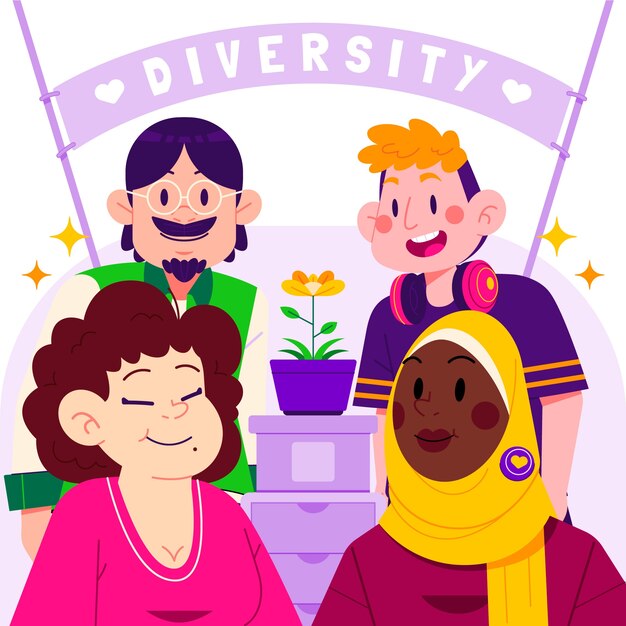 Ilustración de diversidad dibujada a mano