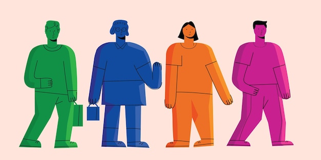 Ilustración de la diversidad de las personas y el concepto de igualdad racial contra el racismo multicultural