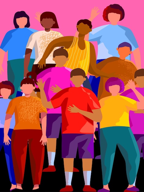 Una ilustración de la diversidad de las personas concepto de igualdad racial y diseño vectorial antirracista