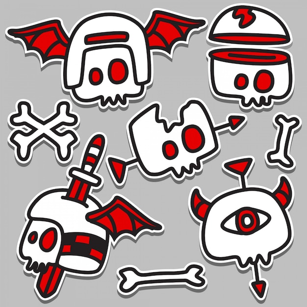 Ilustración divertida del diseño del tatuaje del doodle