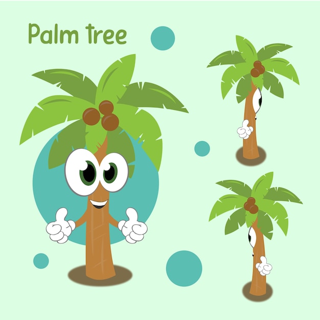 Vector ilustración divertida palmera diseño plano