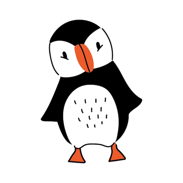 Una ilustración divertida de un papagaio de pie lindo garabateo pájaro ártico