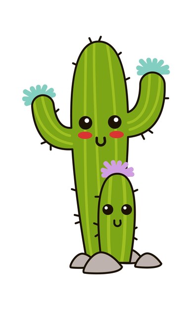 Ilustración divertida del vector del cactus de la historieta