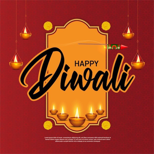 ilustración de diyas ardientes en el fondo de Happy Diwali para el festival de la luz de la India