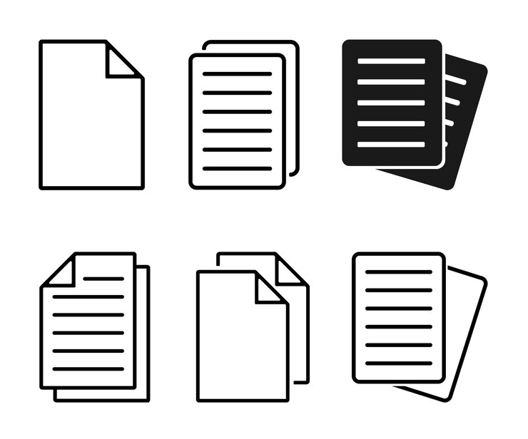 Ilustración del documento del conjunto de iconos vectoriales