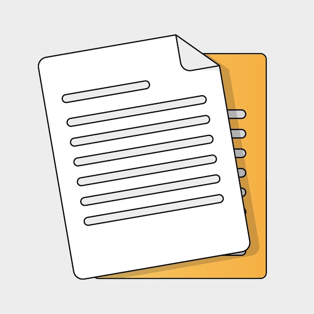 Ilustración de documentos de papel blanco y amarillo