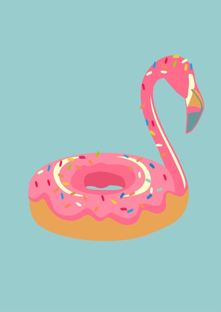 Vector ilustración de donut flamingo