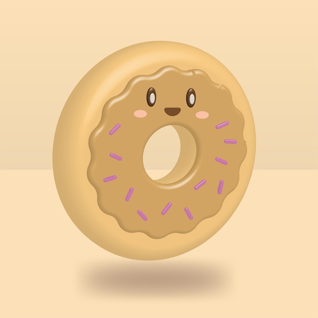 Vector ilustración de donut lindo 3d