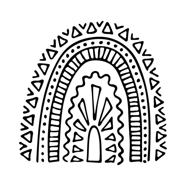 Ilustración de doodle de arco iris único Imágenes prediseñadas dibujadas a mano para diseño de tarjeta