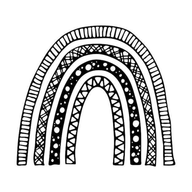 Ilustración de doodle de arco iris único Imágenes prediseñadas dibujadas a mano para diseño de tarjeta