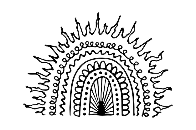 Ilustración de doodle de arco iris único Imágenes prediseñadas dibujadas a mano para diseño de tarjeta
