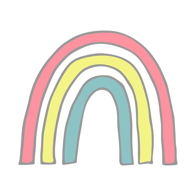 Ilustración de doodle de arco iris único Imágenes prediseñadas dibujadas a mano para diseño de tarjeta