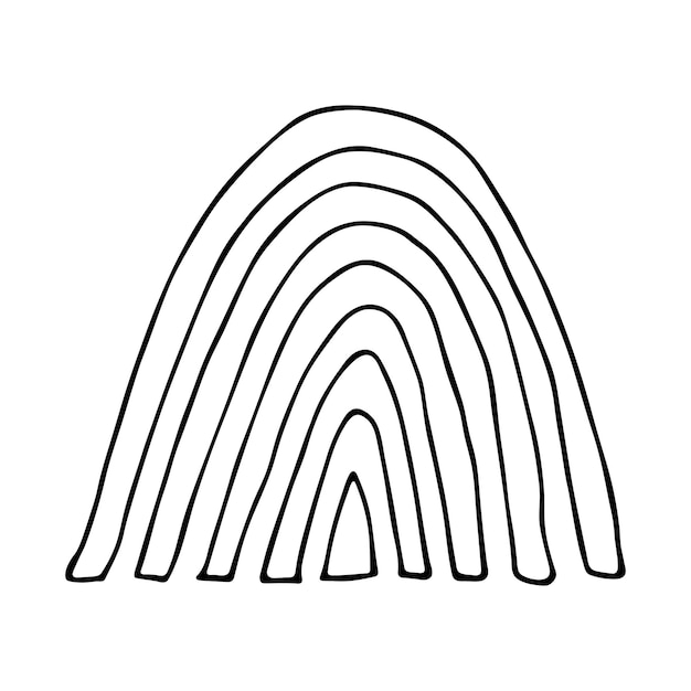 Ilustración de doodle de arco iris único Imágenes prediseñadas dibujadas a mano para diseño de tarjeta
